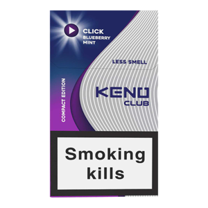 Keno Club Compact Click Blueberry (Кено клуб) Кнопка: Черника ментол Крепость: 4 мг/0.4 мг Формат: (компакт)